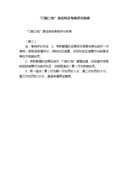“门前三包”责任综合考核评分标准