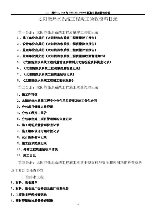 太阳能热水工程竣工验收资料(标准)一系列表格全套