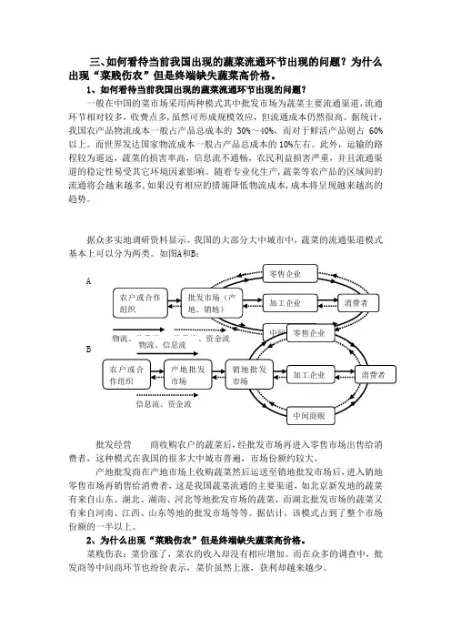 蔬菜流通环节出现的问题