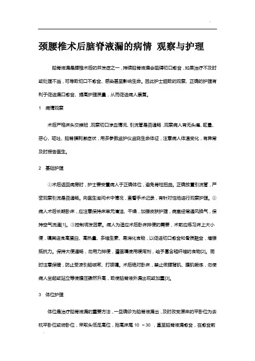 脑脊液漏的护理