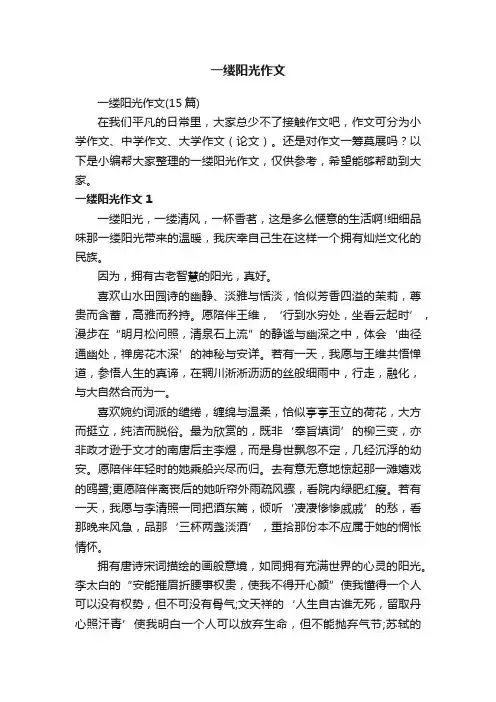 一缕阳光作文（15篇）