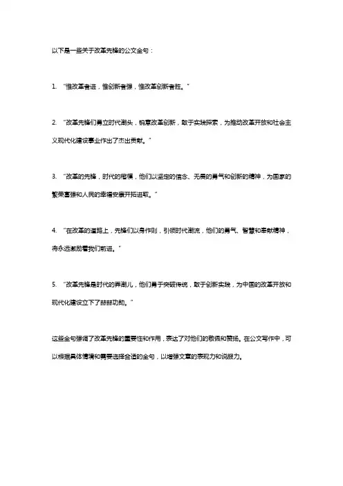 改革 先锋 公文金句
