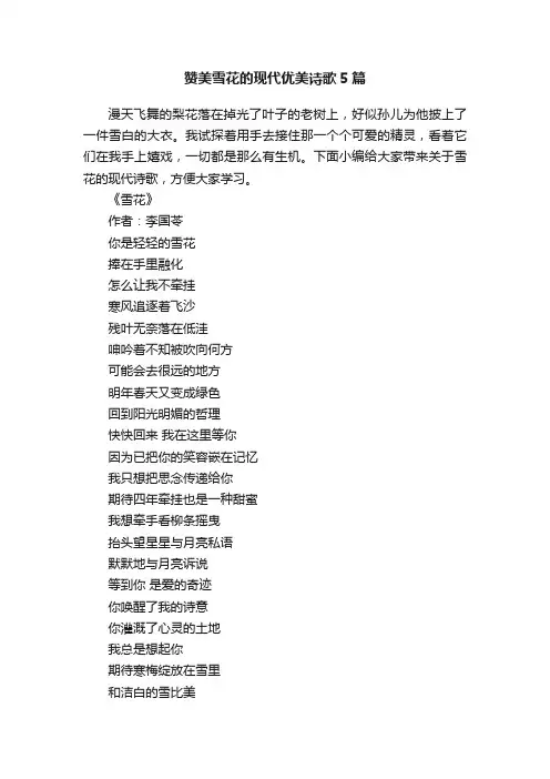 赞美雪花的现代优美诗歌5篇
