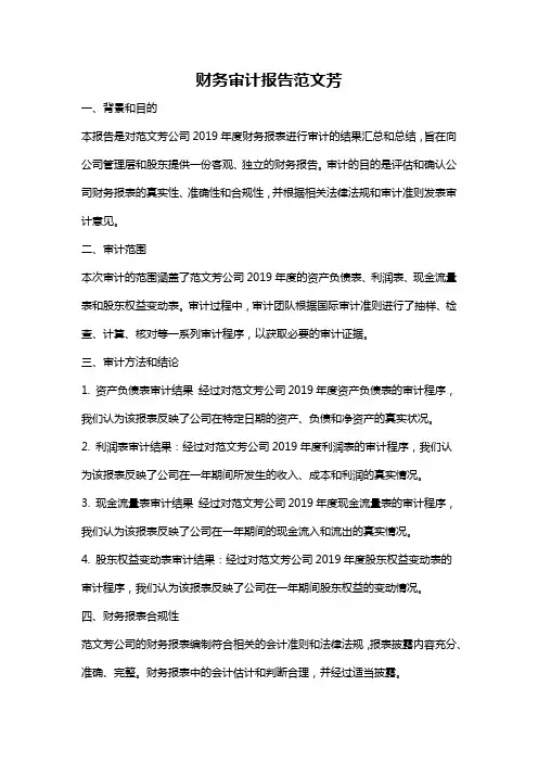 财务审计报告范文芳