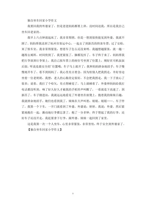 独自坐车回家小学作文(最新)