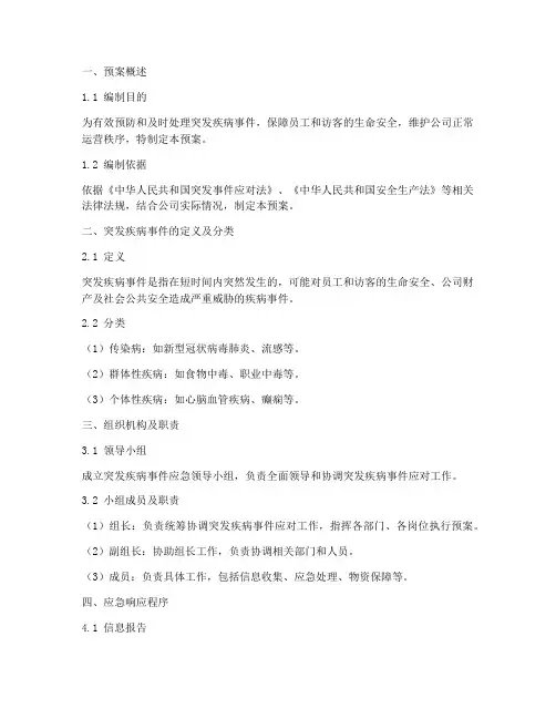 突发病应急预案模板范文