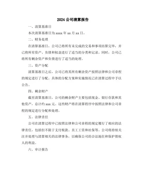 2024公司清算报告