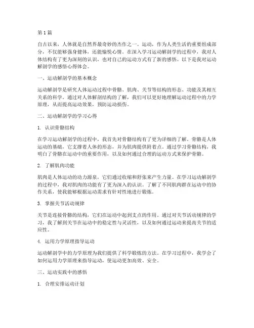 运动解剖感悟心得体会(3篇)