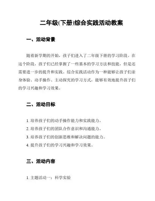 二年级(下册)综合实践活动教案 2