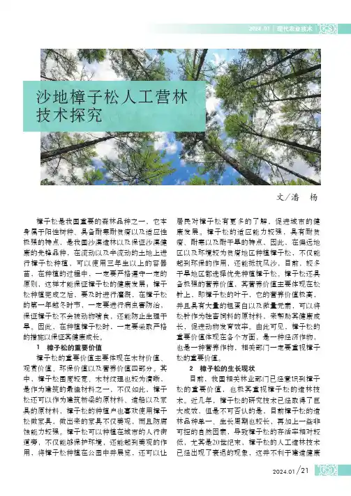 沙地樟子松人工营林技术探究