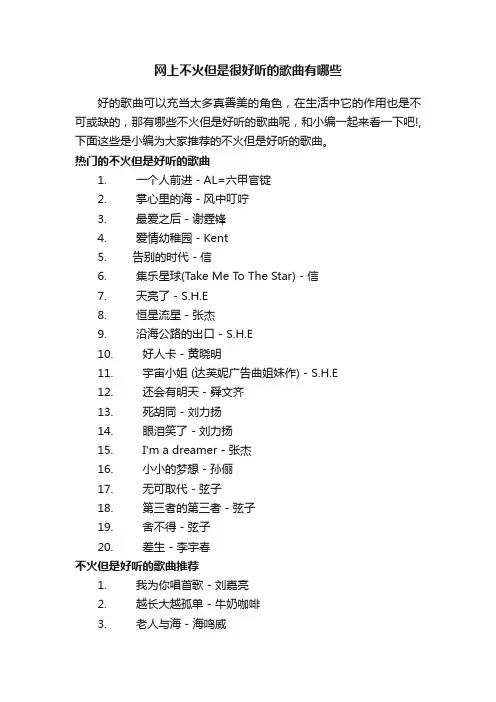 网上不火但是很好听的歌曲有哪些