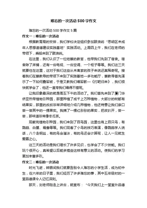 难忘的一次活动500字作文
