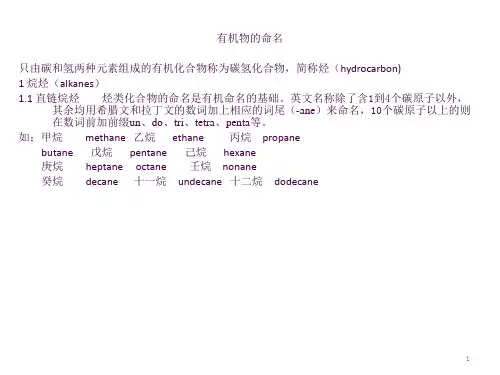 化学专业英语--------有机物的命名ppt课件