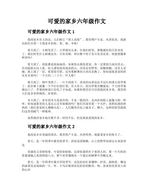 可爱的家乡六年级作文