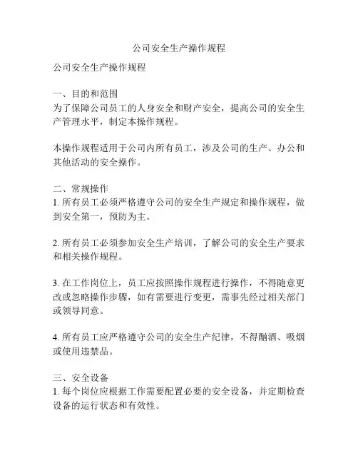 公司安全生产操作规程