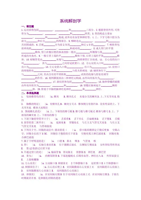 解剖学复习题