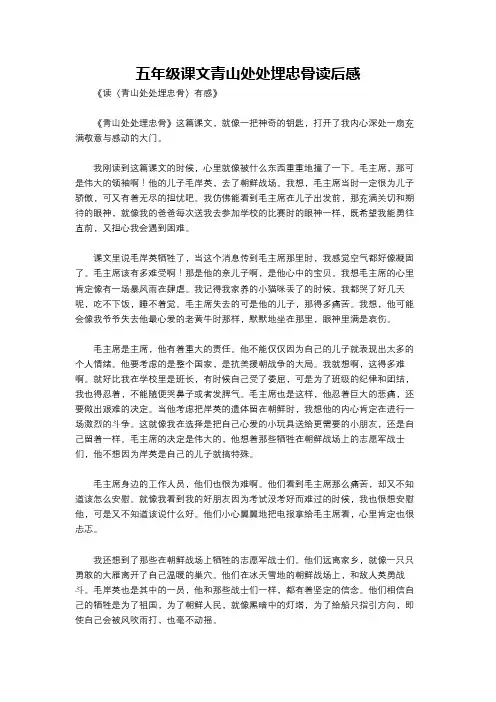 五年级课文青山处处埋忠骨读后感