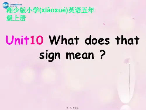 五年级英语上册 Unit 10 What does that sign mean课件5 湘少版