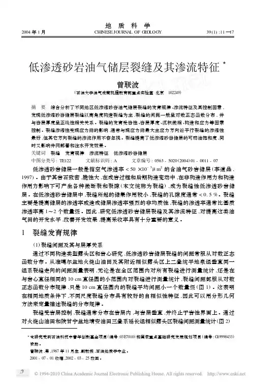 低渗透砂岩油气储层裂缝及其渗流特征