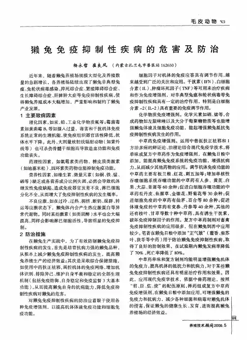 獭兔免疫抑制性疾病的危害及防治