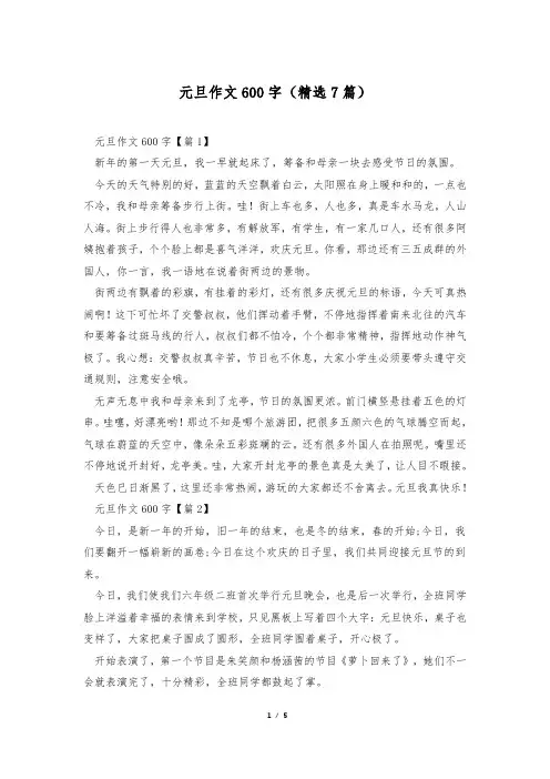 元旦作文600字(精选7篇)