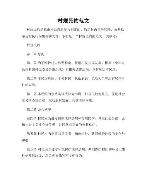 村规民约范文