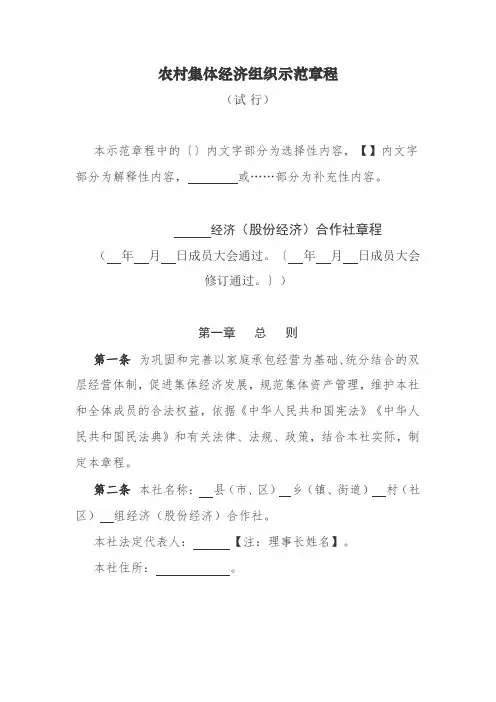 农村集体经济组织示范章程(试行)