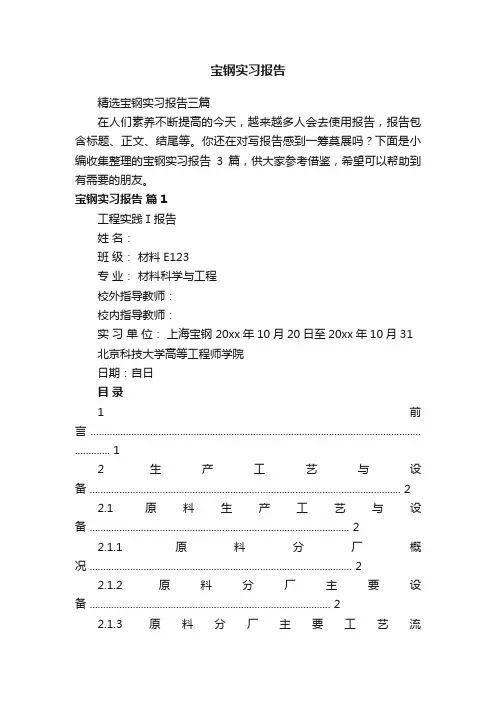 宝钢实习报告