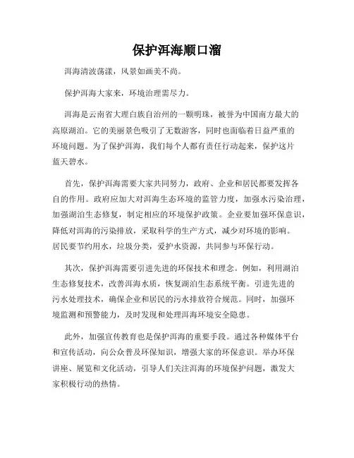 保护洱海顺口溜