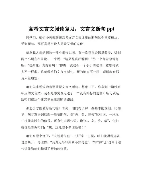 高考文言文阅读复习：文言文断句ppt