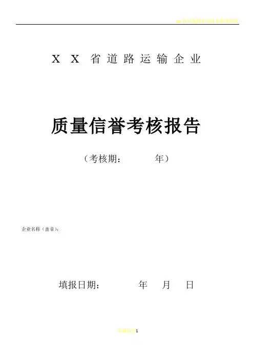 XX省道路运输企业质量信誉考核报告表格