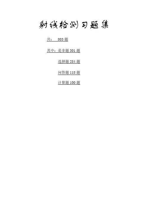 无损检测习题集含答案射线检测