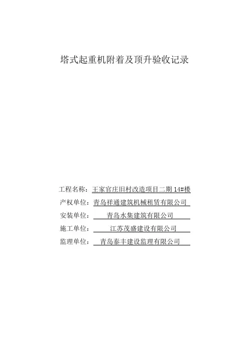 塔吊顶升验收资料