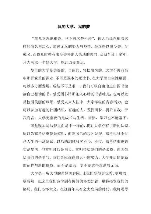 大学入学征文《我的大学,我的梦》
