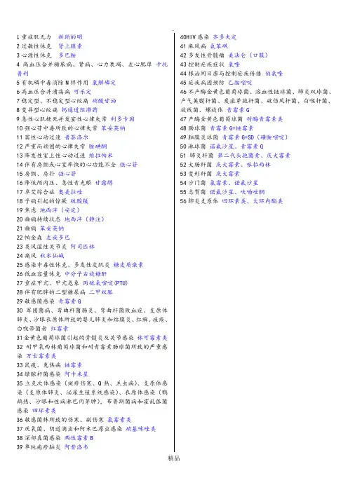 药理学 首选药 最全汇总61204