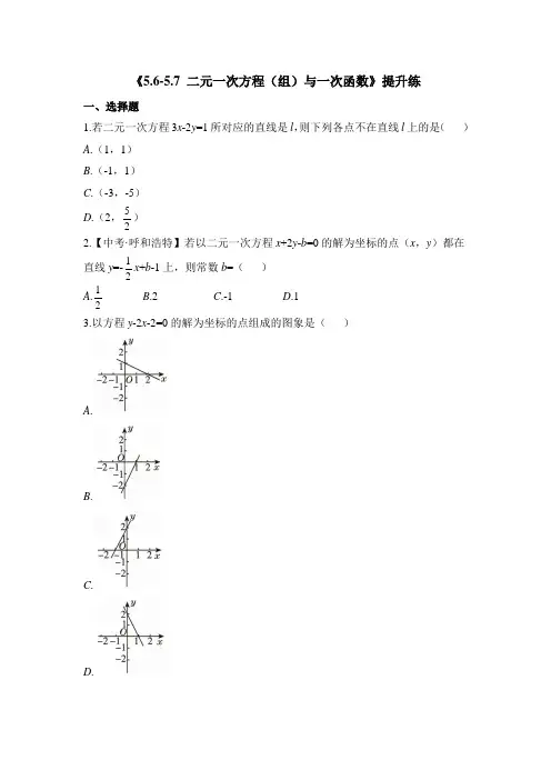 北师大版八年级数学上册_典中点《二元一次方程(组)与一次函数》提升练