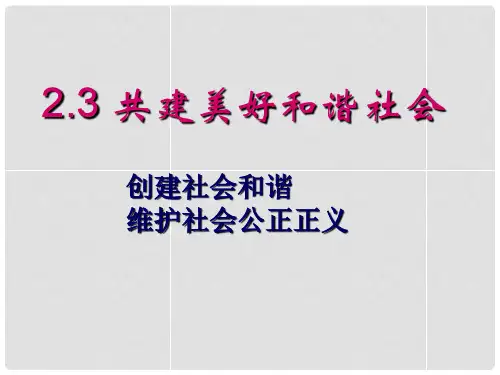 九年级政治全册 第2单元 第3课 共建美好和谐社会课件 