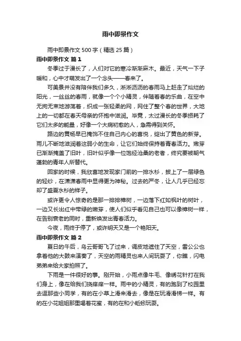雨中即景作文500字（精选25篇）