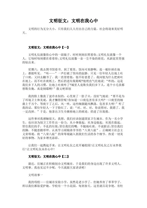 文明征文：文明在我心中