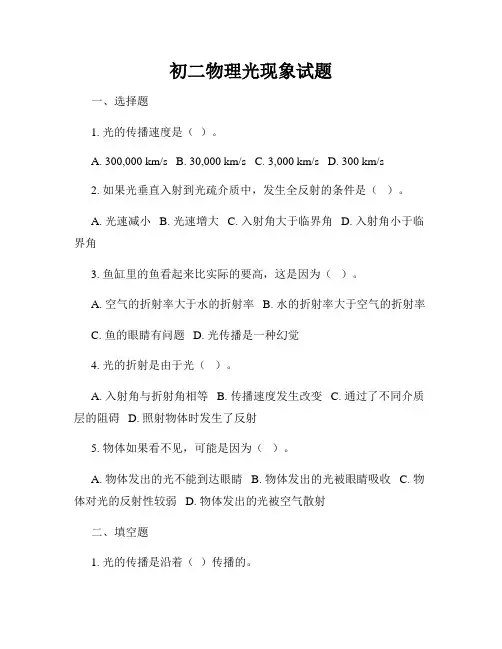 初二物理光现象试题