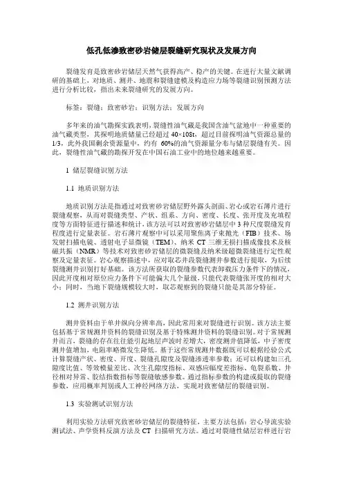 低孔低渗致密砂岩储层裂缝研究现状及发展方向