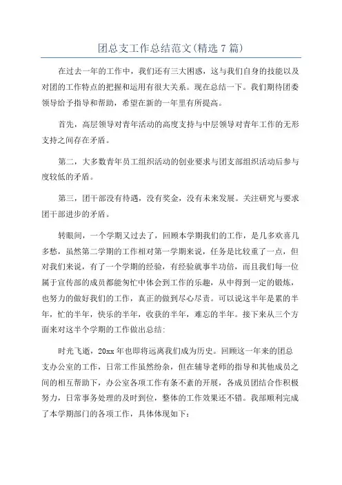 团总支工作总结范文(精选7篇)