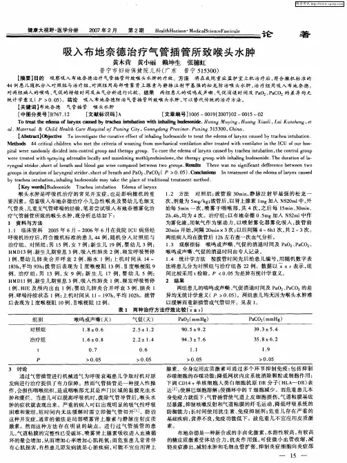 吸入布地奈德治疗气管插管所致喉头水肿