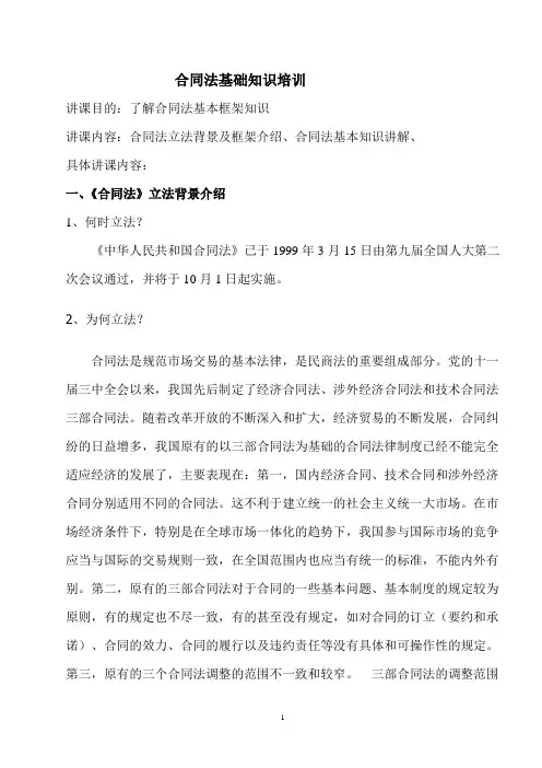合同法基础知识培训