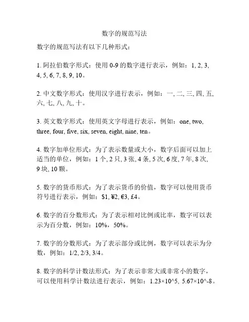 数字的规范写法
