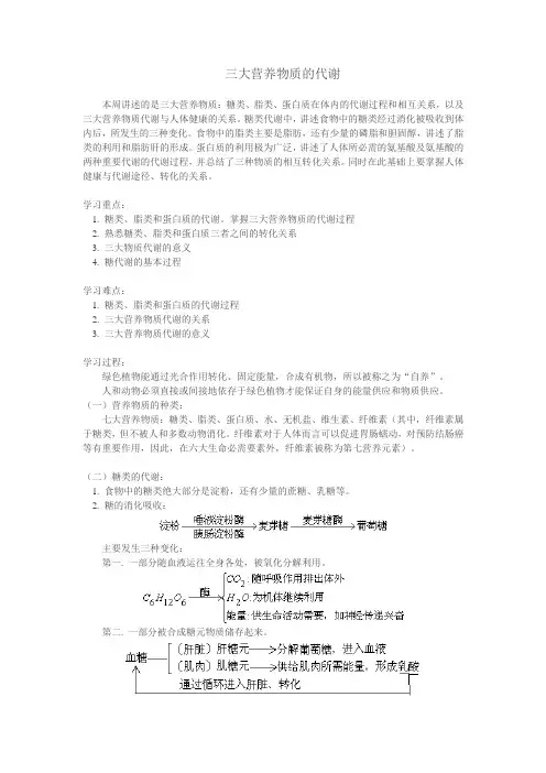 三大营养物质的代谢