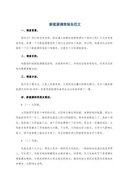 新能源调查报告范文