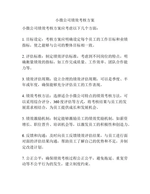 小微公司绩效考核方案