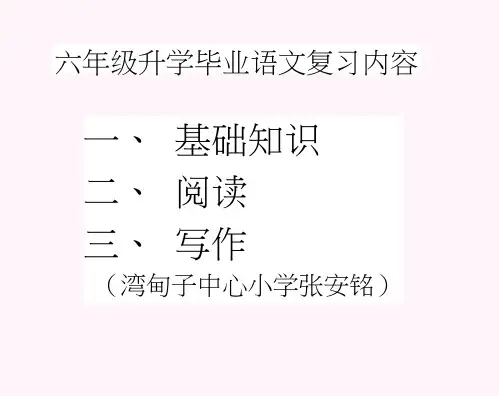 (内容完整)小学六年级语文毕业总复习PPT课件