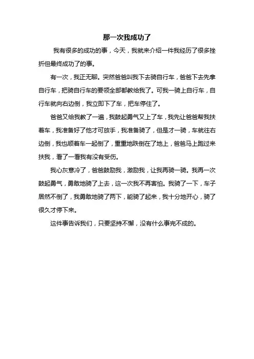 四年级作文：那一次我成功了作文350字